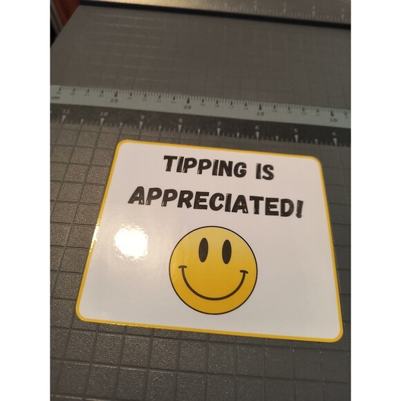 Tipping is Appreciated Sticker Sign Decal Waterproof Vinyl Tip Jar (2 Pack) - Picture 6 of 7